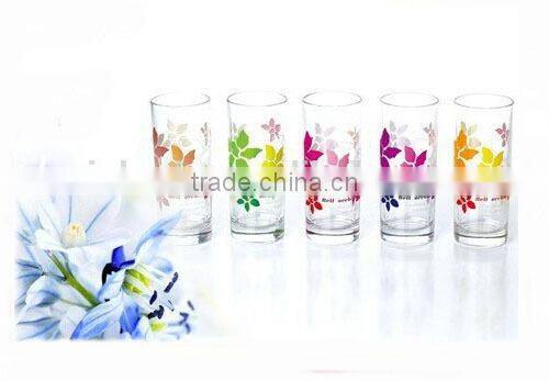 Drinking water glass with heat transfer designs