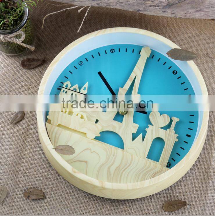 2017 New Design Tower Colorful Decorative Wall Clock For Wholesale
