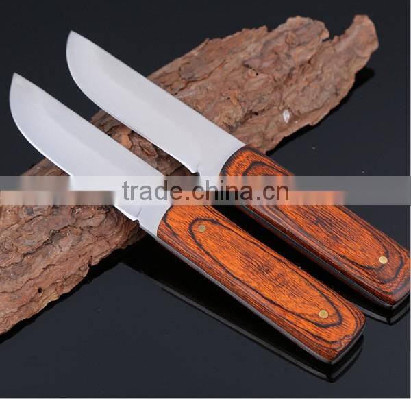 Wood Handle Multi Purpose Outdoor Survival Knife, Straight Edge Fruit Knife