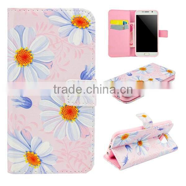 For samsung galaxy s6 PU flower pattern flip wallet leather mobile phone case