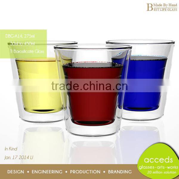 Colorful Gluesheath Heat Resistant Glass Milk Cup