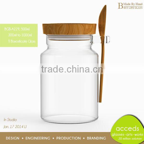 Custom Made Pyrex Glass Thermal Cheap Mason Jar with Handles