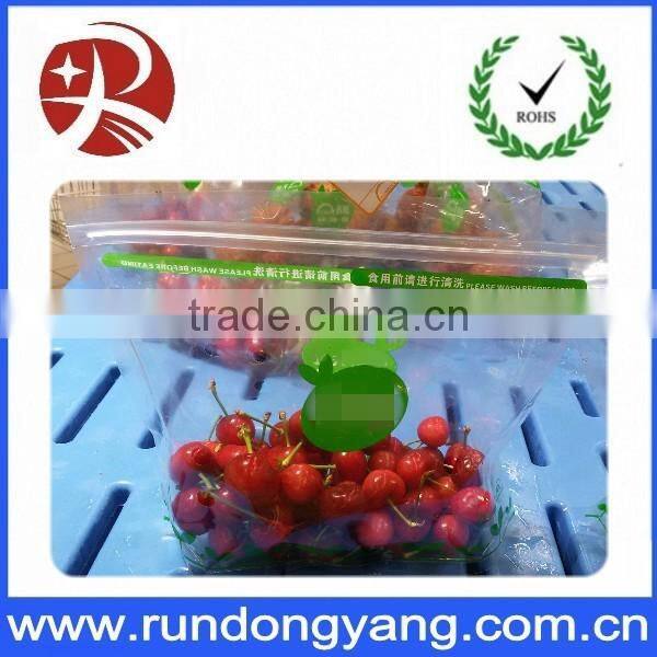 transparent plastic slider zip lock packaging fruit bag for cheery and grape