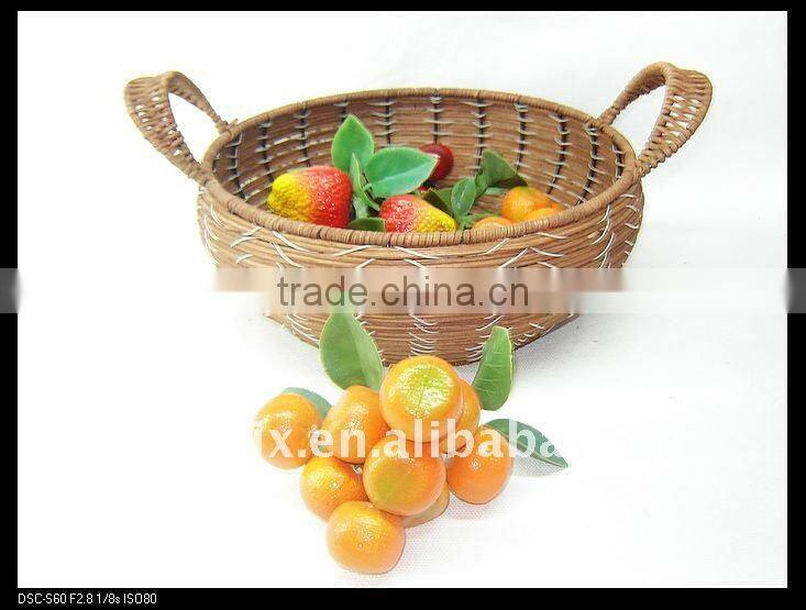 Round woven iron frame storage baby carriage basket