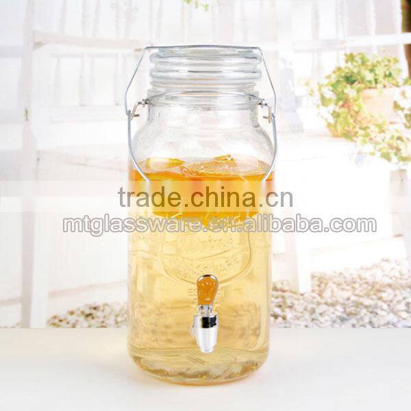 128OZ Glass Material Beverage Dispenser with Tap and air tight, Drinking Dispenser