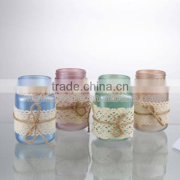 bud silk cloth 4colorful machine made glass mason jar vase