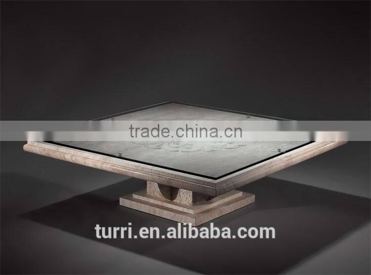 Large hand craved Natural Travertine round tea table