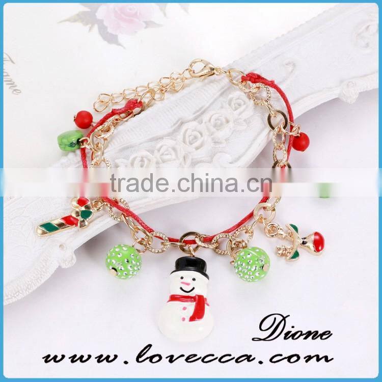 Christmas snowman gift jewelry bead charm bracelets with Christmas elements