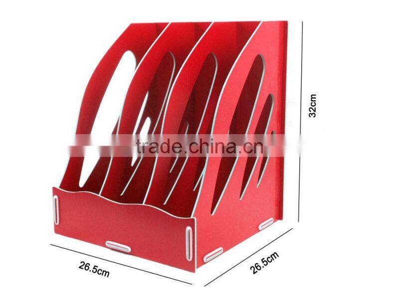 Cute DIY Wood Wooden File Shelf Magazine Book Holder Office Storage Box