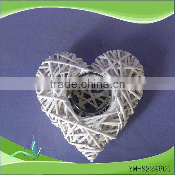 wicker heart candlestick holder