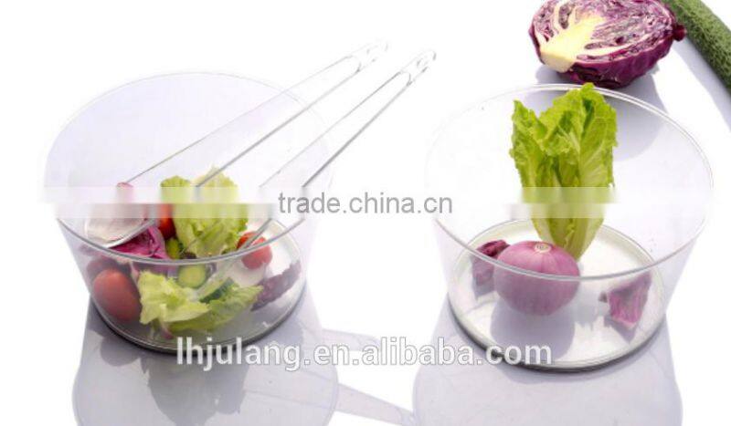 Useful plastic salad bowl with forks for Kitchen / plastic big salad bowl with forks set