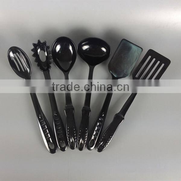 Meneed Full set 6pcs black Chinese names of plastic kitchen utensils
