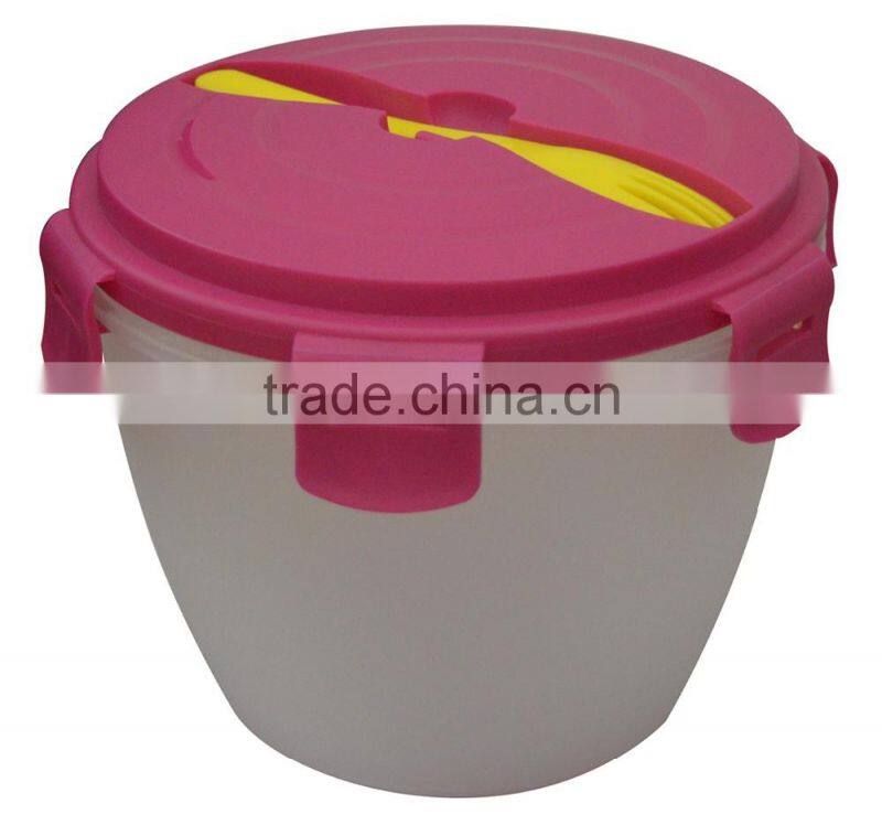 2017 hot style got the patent plastic salad box with silicone ring