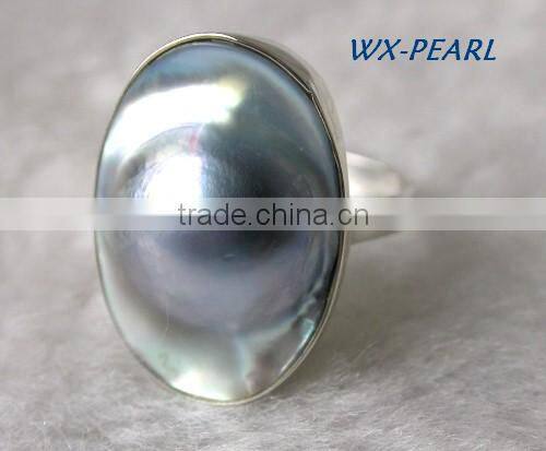 fashion jewelry pearl ring silver golden ring