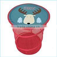 Polyester Collapsible Folding Laundry Hamper Basket With Lid