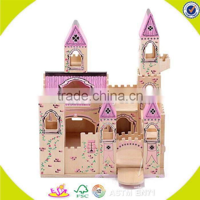 wholesale delicate baby wooden dollhouse playset stylish wooden dollhouse toy for kids W06A033