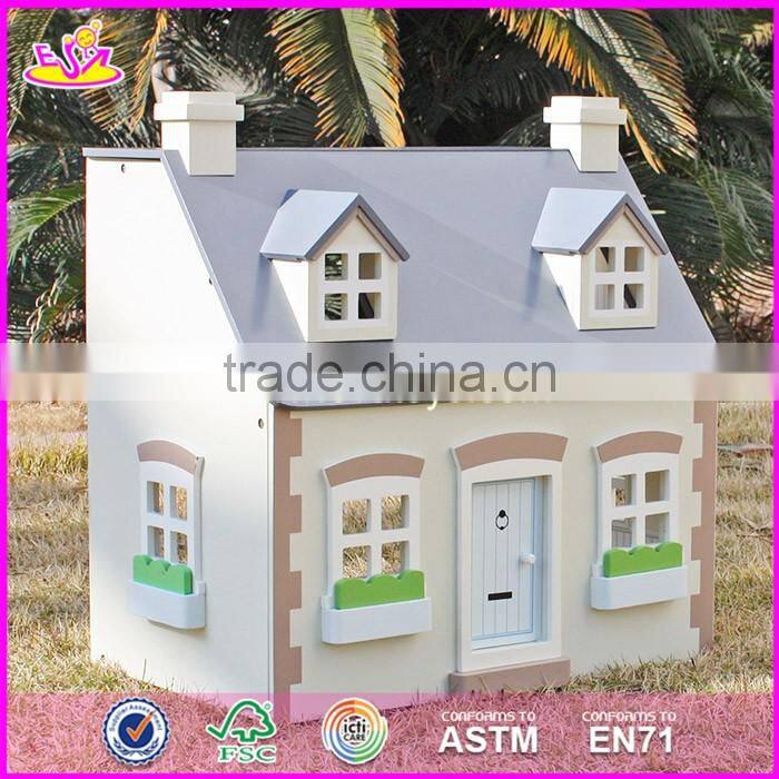 2017 New design children solid wood victorian dolls house W06A236