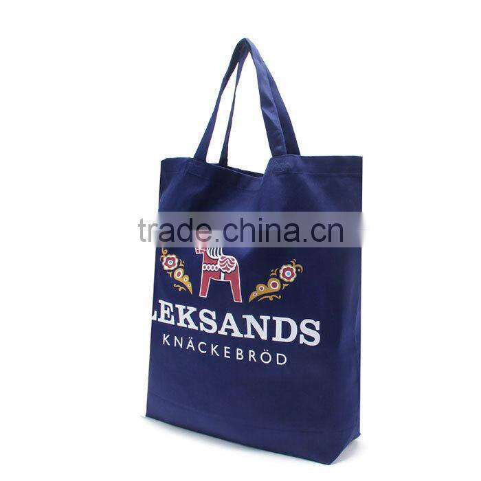Cheap Organic Cotton Blue Tote Bag With Customed LOGO,Women Portable Cotton Shopping Bag