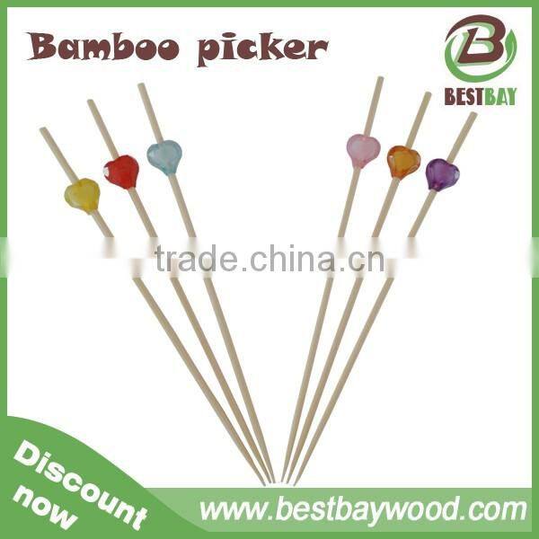 Chistmas party cocktail decoration heart-shaped bamboo skewers,bamboo skewers wholesale