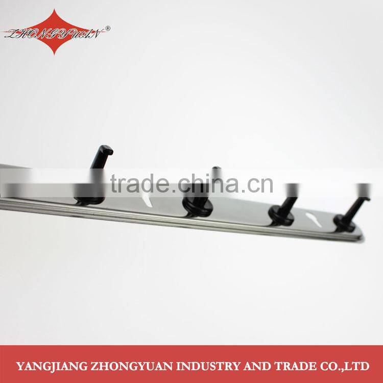 Classic design wall-mount stainless steel pot rack cookware rack with 6 plastic hooks