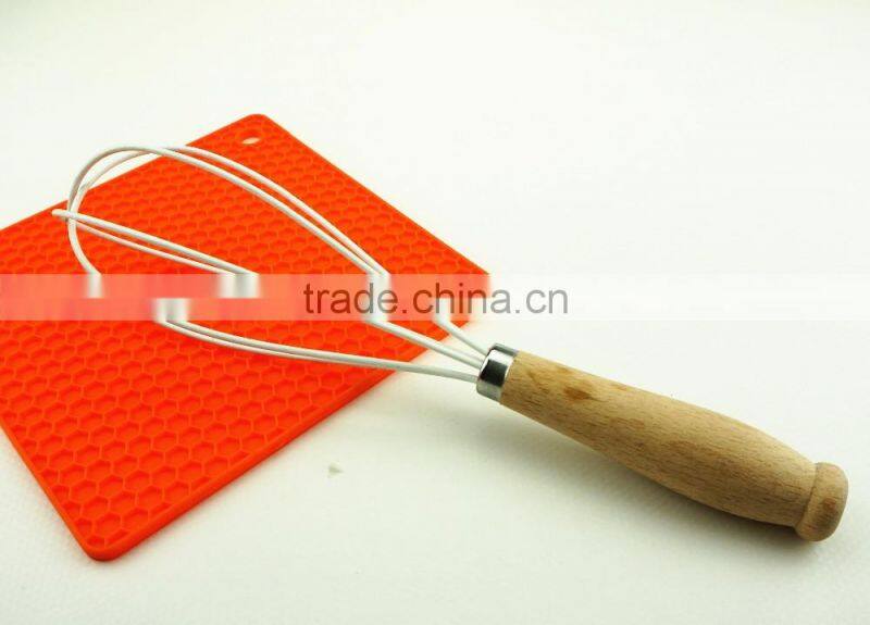 13043 Silicone coated Whisk with wooden handle