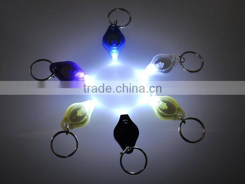7 Color Plastic 20000mcd Cheap Custom Fashion Key Chain Mini Led Flashlight Keychain