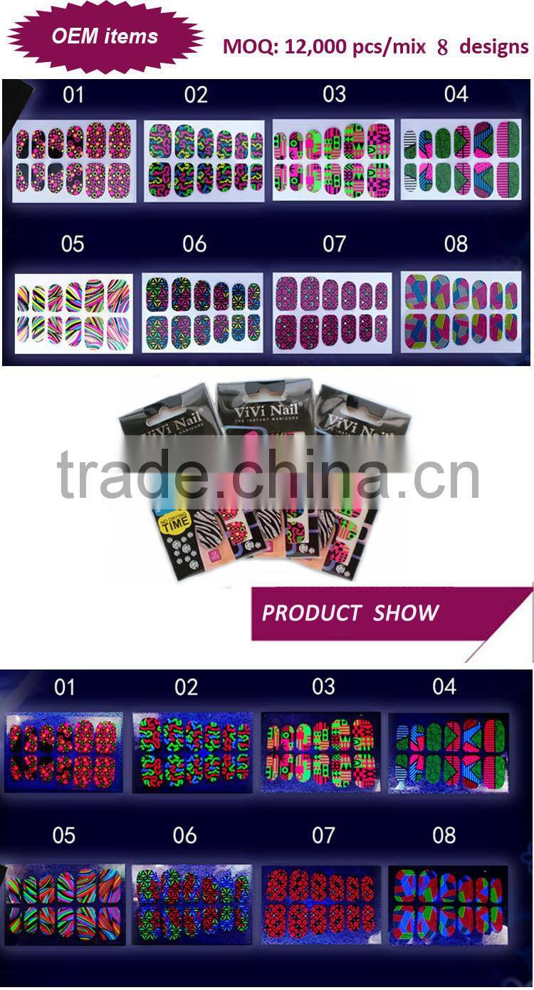 Vivi nail Nail supplies grow in dark printing wholesale custom nail wrap