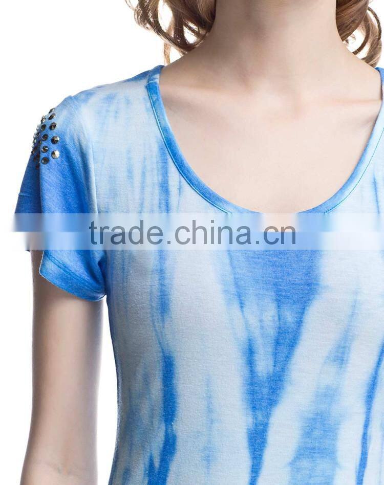 women Tie Dye rayon/stretch jersey Dress, women tie dye t-shirt dress