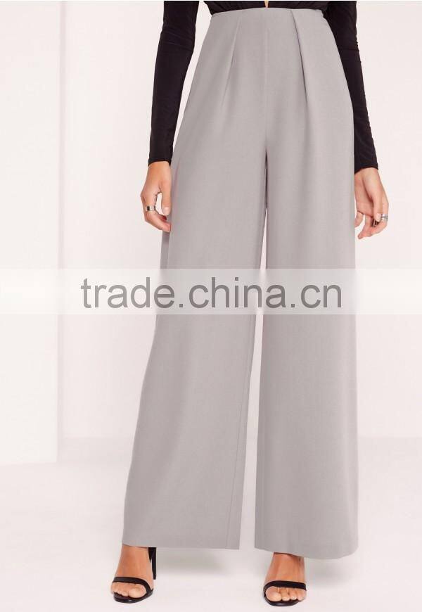 2017 casual loose wide leg pants pleat front wide leg pants grey ladies wide leg pants