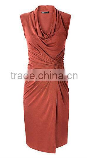 formal/party wear dress cap sleeve bodycon turtle collar side split women's night dresses