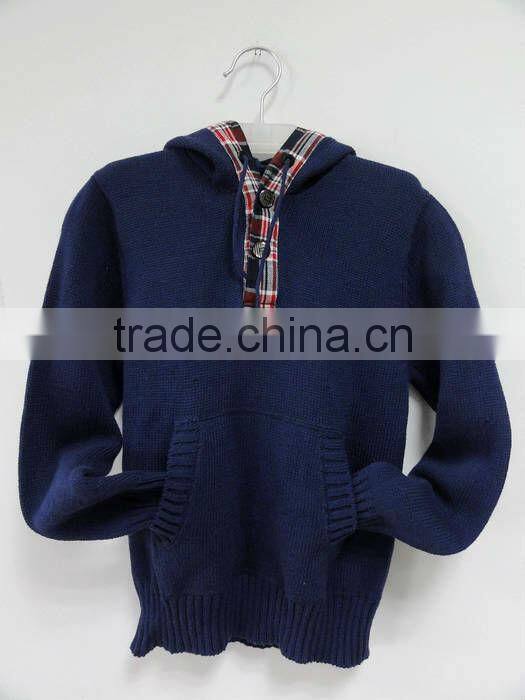 100% cotton pullover children sweater with hood