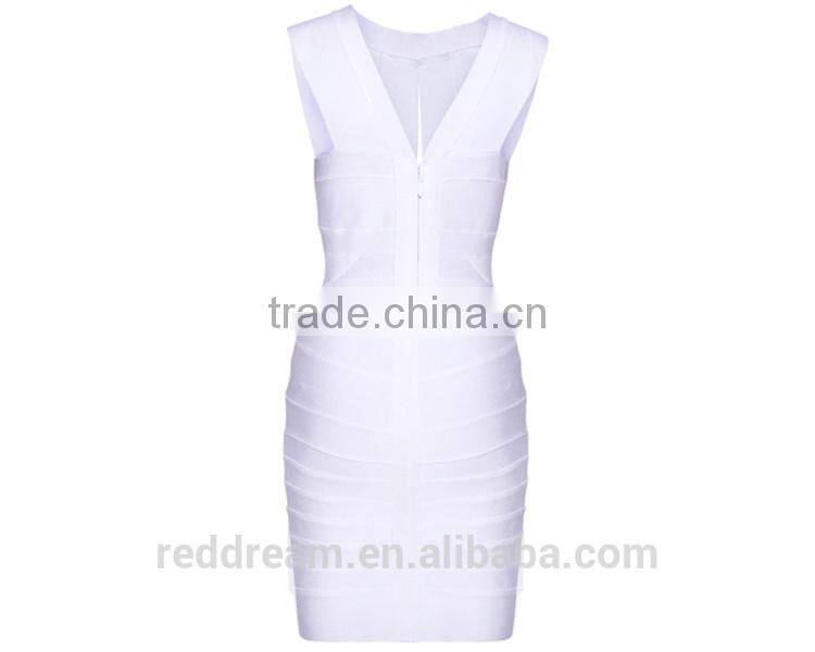 Hot Sale Women Sexy White KeyHole Halter Bandage Dress 90%Rayon Factory Direct wedding dresses H065