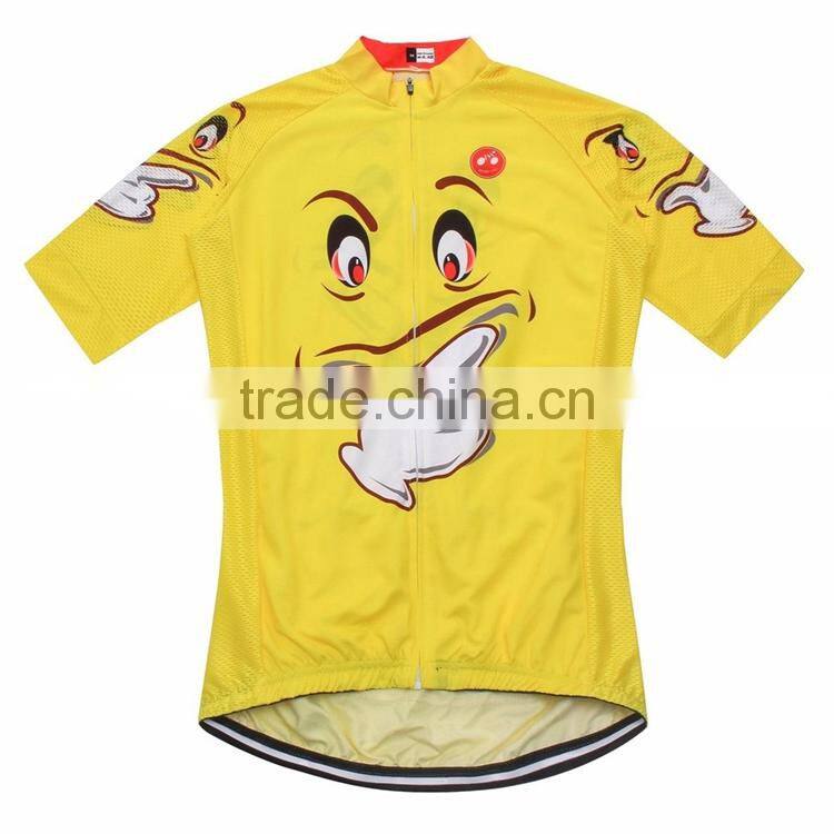 OEM sports wear factory bright yellow lovely Comics cycling jersey mens