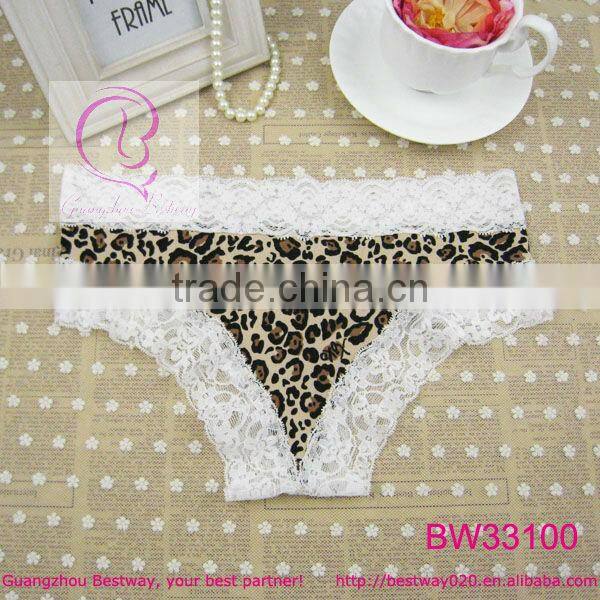 Ladies sexy white underwear printed leopard costume underwear