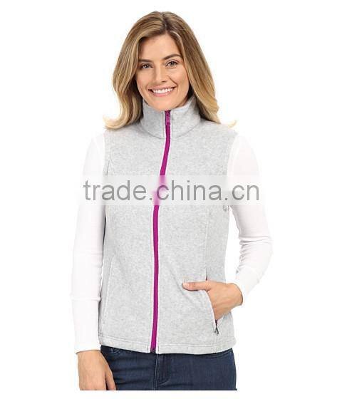 women sportwear comfortable spring vest sleeveless fleece sweatshirt with full zip
