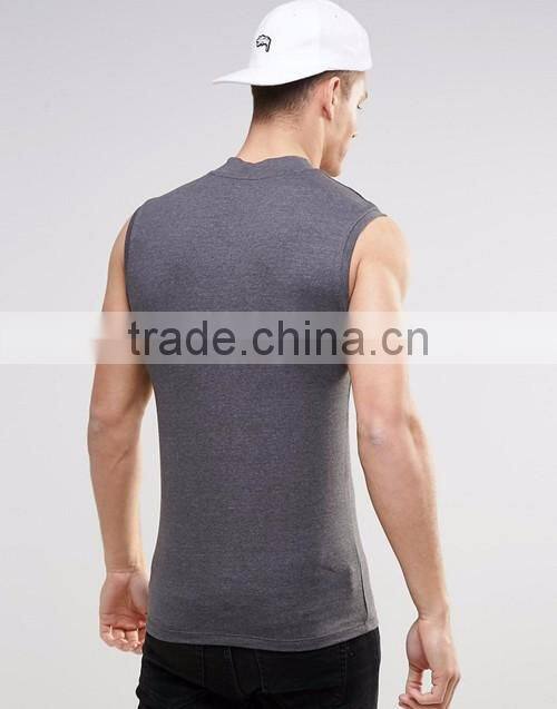 Custom charcoal turtleneck sleeveless muscle t-shirts, sports tank tops men OEM