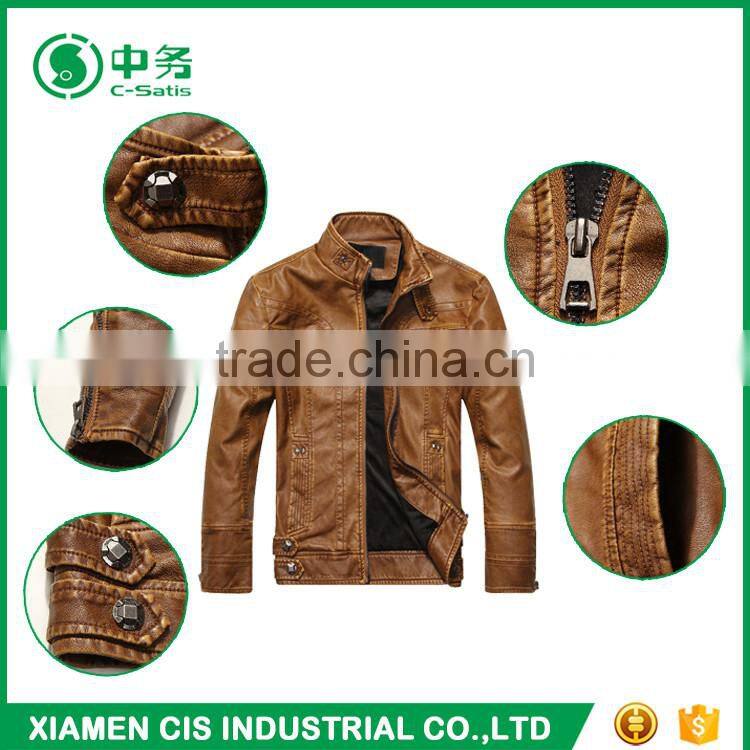 Top Quality Winter Windproof Man Black Faux Leather Motorcycle Jacket