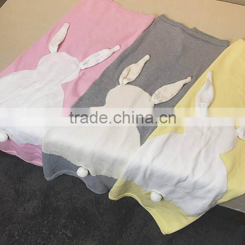 hot-selling lovely personalized baby cartoon rabbit jacquard throw blanket