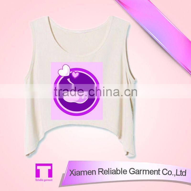 100%cotton girls clothing summer top fashion print chinese tank top cheap