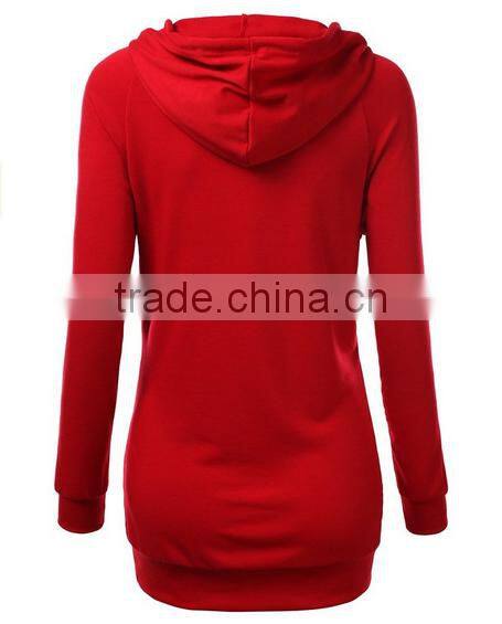 Custom made blank elongated solid color pullover hoodies
