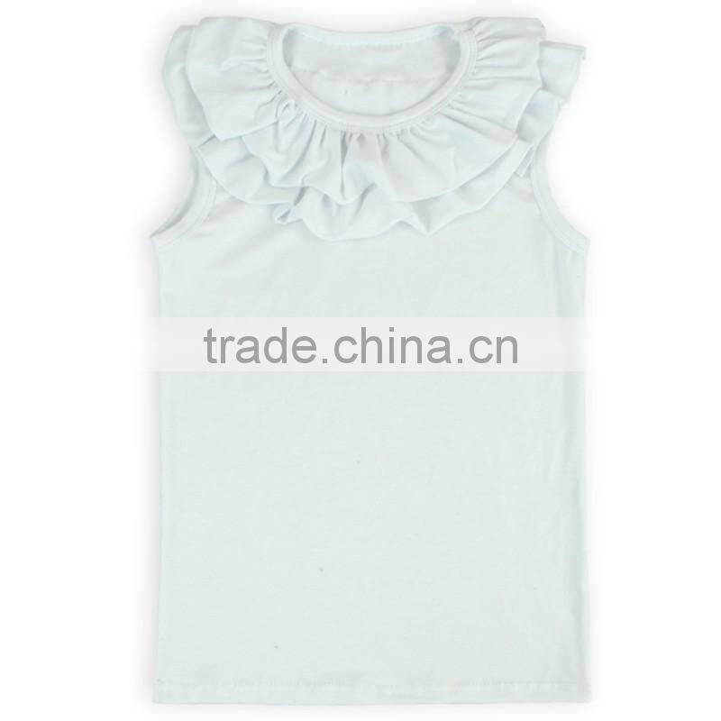 Customized Design Plain White Color Cap Sleeve Girls Summer Top LBF2015122502