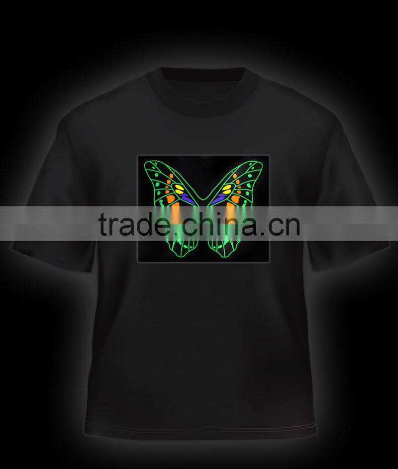 Electronic guitar sound activated led t shirt wholesale
