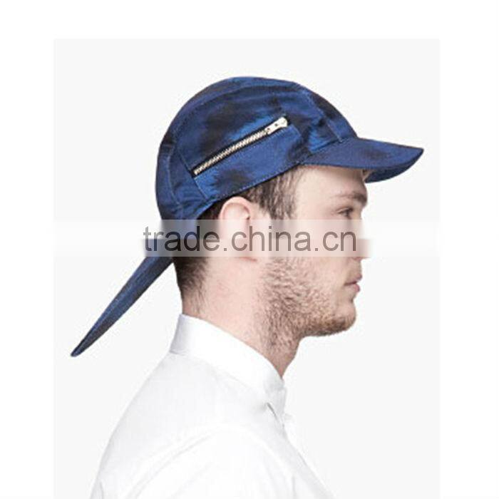 2015 hot design brushstroke custom double brims 5 panel hats with zipper