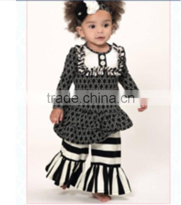 2015 Newest Wholesale China long sleeve strip Christmas Red and Green Chevron Pajamas kids