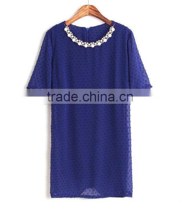 Latest Alibaba Chiffon African Navy Blue Dresses
