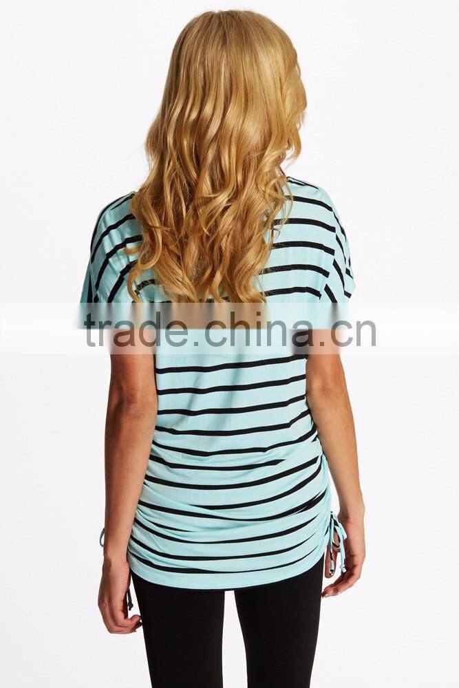 Fashion Ruched Sides Classic Striped Cap Sleeve maternity clothes 2016
