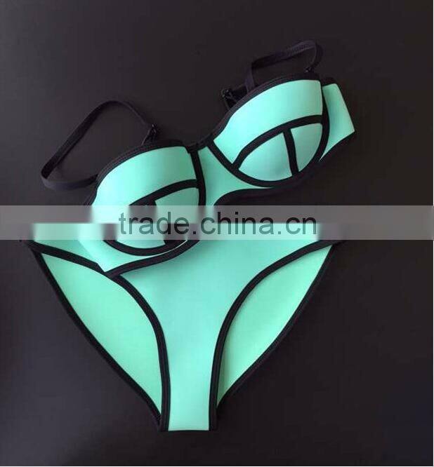 2017 Swimsuit factory color block swimwear for woman