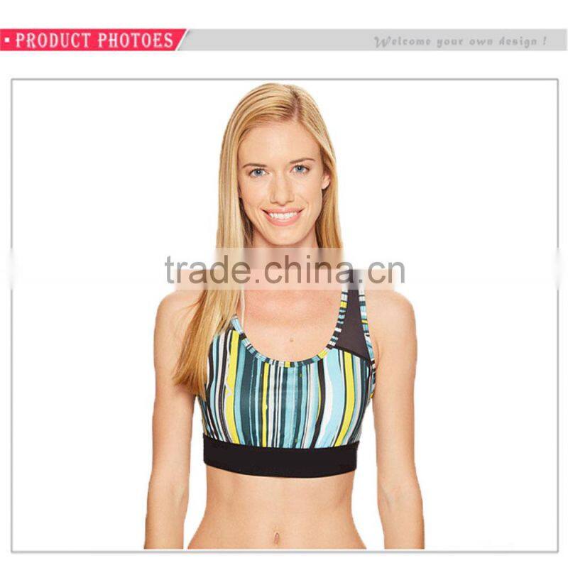 Custom High Quality Dry Fit Sports Bra Running Fitness Printed Yoga Bra Tops