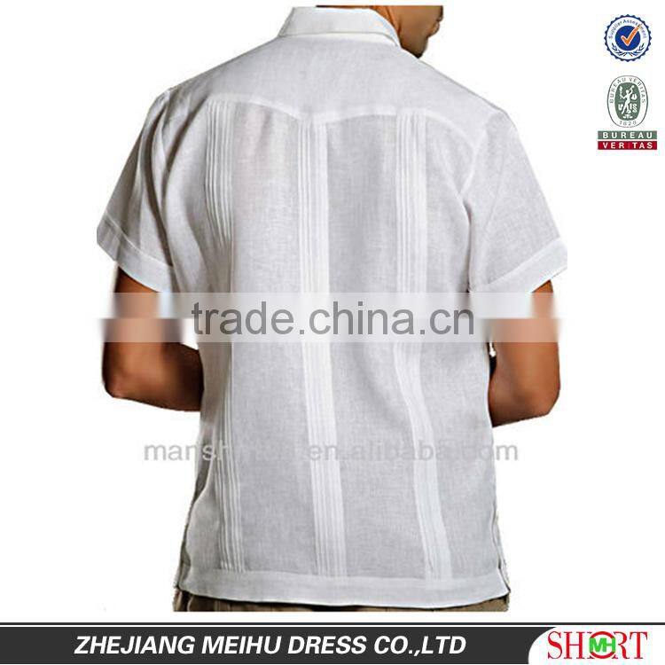 2017 washed men's short sleeve linen Guayabera Shirt