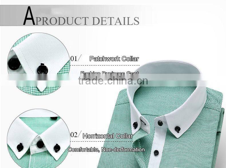 Fancy white color collar & cuff button down collar shirt for men